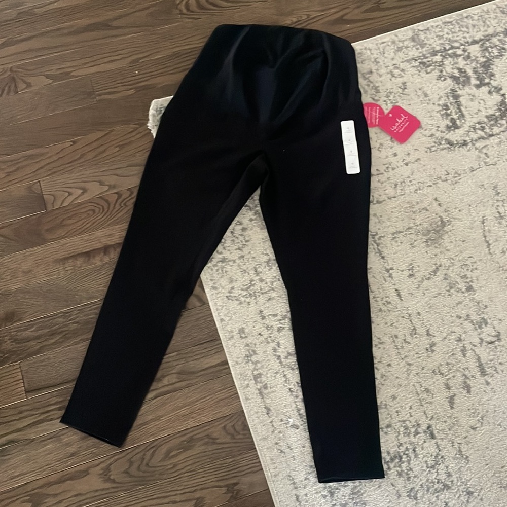 isabel maternity black pants OVER belly back pockets NWT - Picture 6 of 6